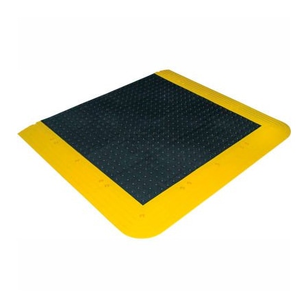Tennesee Mat Co Wearwell ErgoDeck No-Slip Solid Kit 7/8in Thick 7' x 3.5' Black/Yellow Border 552.78x42x84BYL